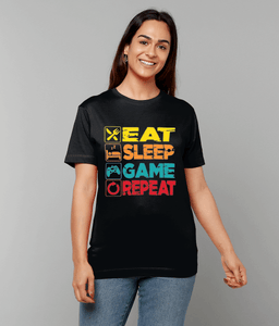 Eat, Sleep, Game, Repeat: Unisex Tee - Novelt-ies