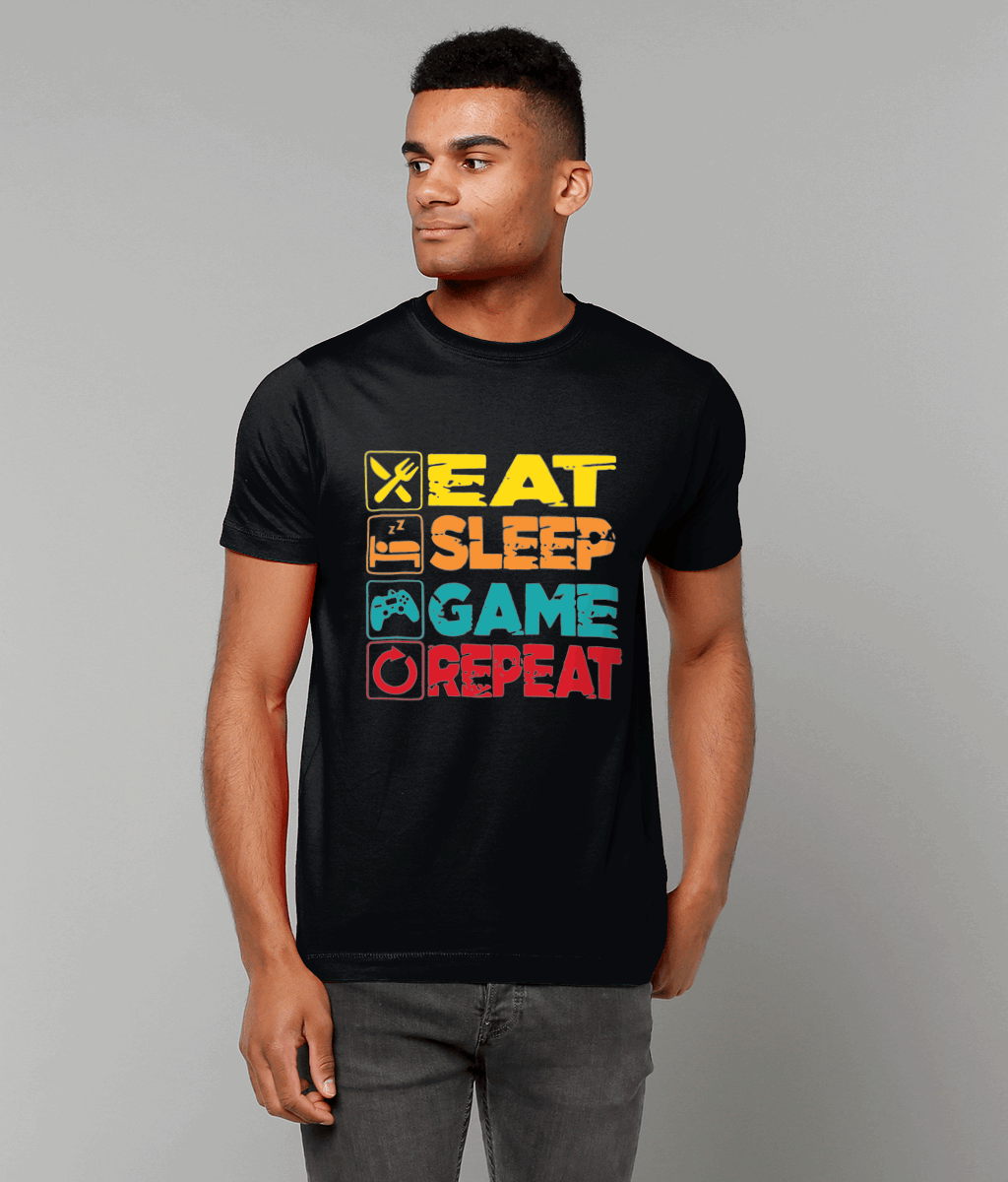 Eat, Sleep, Game, Repeat: Unisex Tee - Novelt-ies