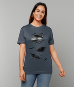 Load image into Gallery viewer, Black Suit Superman Torn T-Shirt
