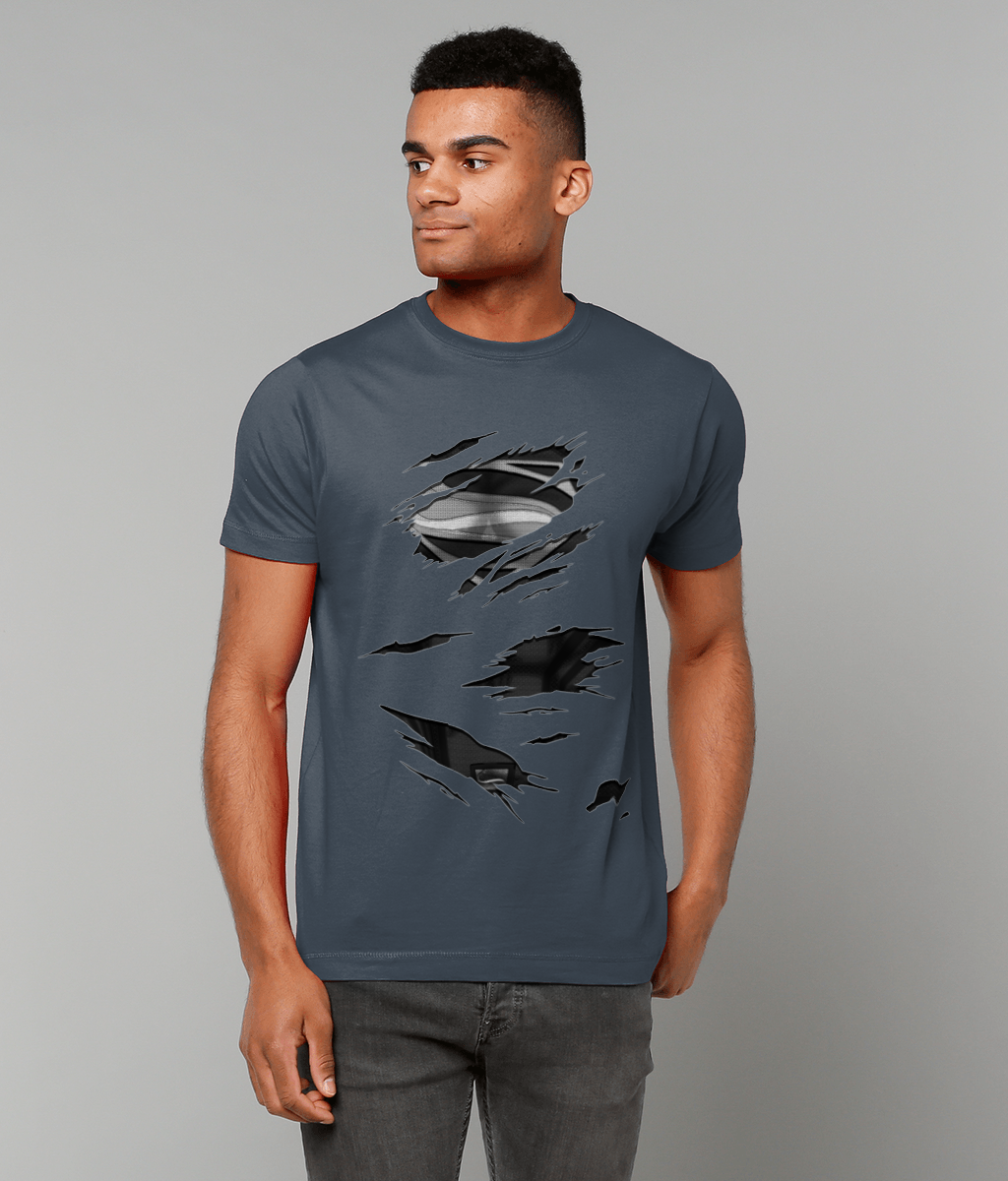 Black Suit Superman Torn T-Shirt